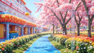糖果风樱花小镇