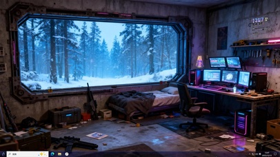 4k赛博雪景电脑房间主题