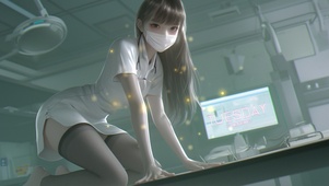 趴在 桌子上的美女护士