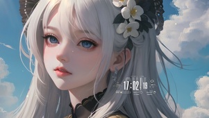 可爱清纯白发少女