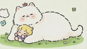 卡通猫咪和女孩