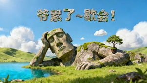 石像提醒您：累了就注意休息！