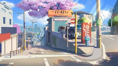 4K唯美日式街道路口