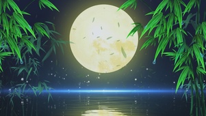 唯美夜景湖面月亮