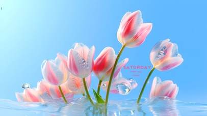 清新水中治愈郁金香