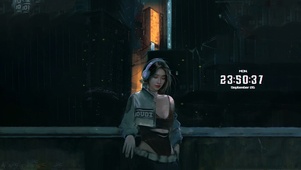 夜晚城市孤独少女