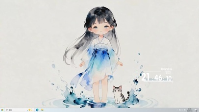 女孩与猫咪桌面主题