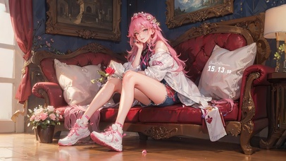 粉色系长发时尚女孩