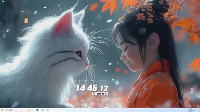 女孩与猫咪桌面主题