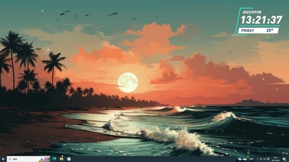 夏日沙滩晚霞 海边黄昏