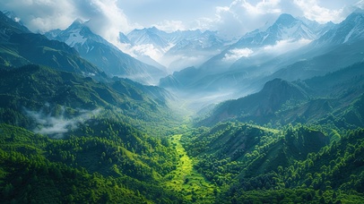 绿色护眼云雾山谷