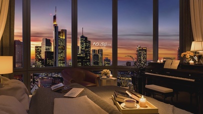 4K唯美治愈夕阳城市房间