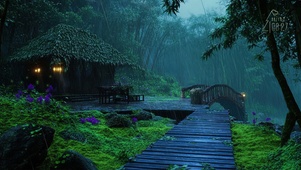 雨夜林间木屋