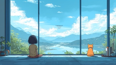 4K可爱治愈动漫窗外