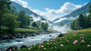 护眼山间河流