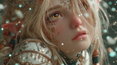 4K金发精灵少女