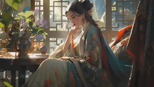 【4K】唯美古风，汉服互动美女