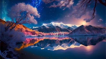 绝美雪山樱花湖泊