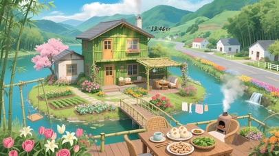 隐居湖中竹林小屋