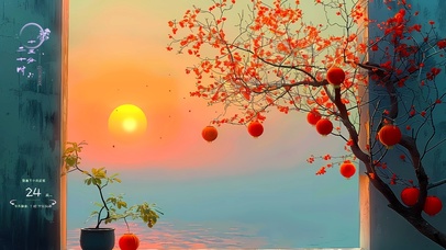 夕阳下的桔子树