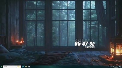 窗外护眼绿景桌面主题