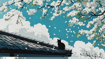 屋檐上的小猫壁纸-桌面主题