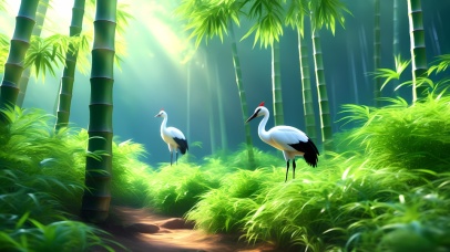 大自然风景林中小径闲云野鹤