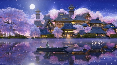 治愈唯美夜空下的樱花之城