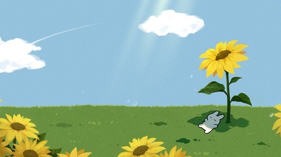 向日葵下的小兔子