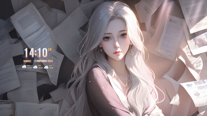 报纸风白发少女