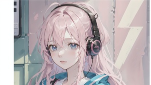 戴耳机女孩