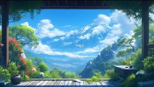 阳光白云大山