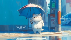 雨天街道猫咪