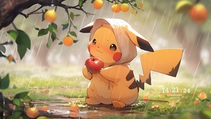 雨中可爱皮卡丘