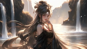 湖边少女
