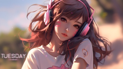 可爱动漫耳机少女