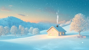 冬季雪地小屋