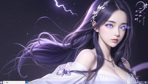 4k紫发和服雷电可人少女