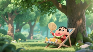 树荫乘凉夏日小新