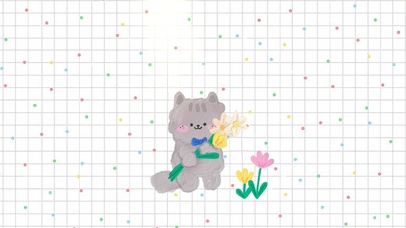 带着花束的小蓝猫