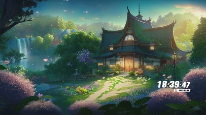 夜景护眼瀑布树木景色