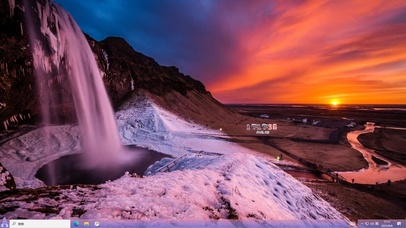 夕阳瀑布主题壁纸