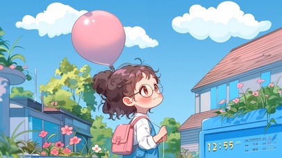 可爱气球少女