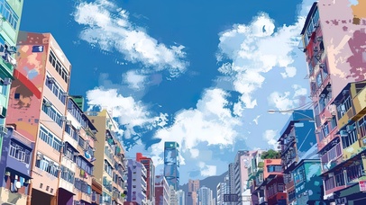 港风城市街头