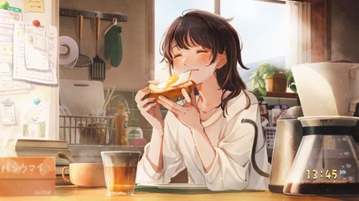 休息日早晨少女