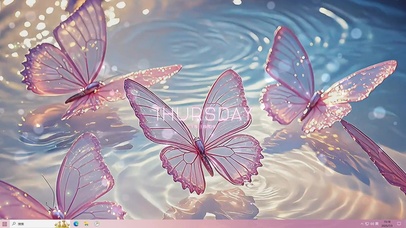 粉色水晶蝴蝶点水