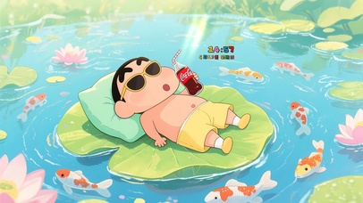 悠闲小新喝可乐