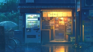 雨夜街边小店