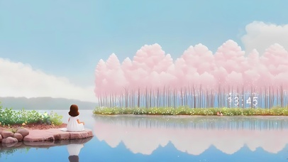 樱花湖畔女孩