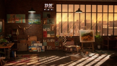 4K黄昏的艺术画室